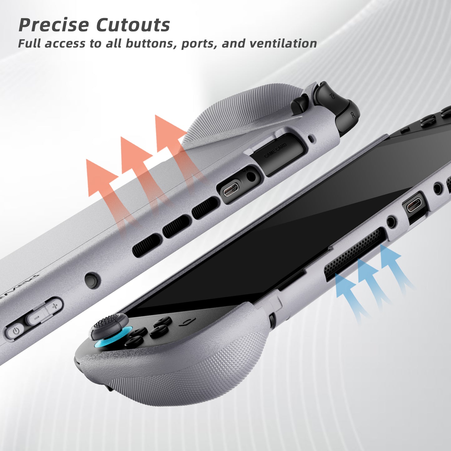 PlayVital PURE Nintendo Switch 2（2025）対応 TPU保護ケース ドック対応 耐衝撃 人間工学設計 グリップ付き 滑り止め 親指グリップキャップ付き【グレー】