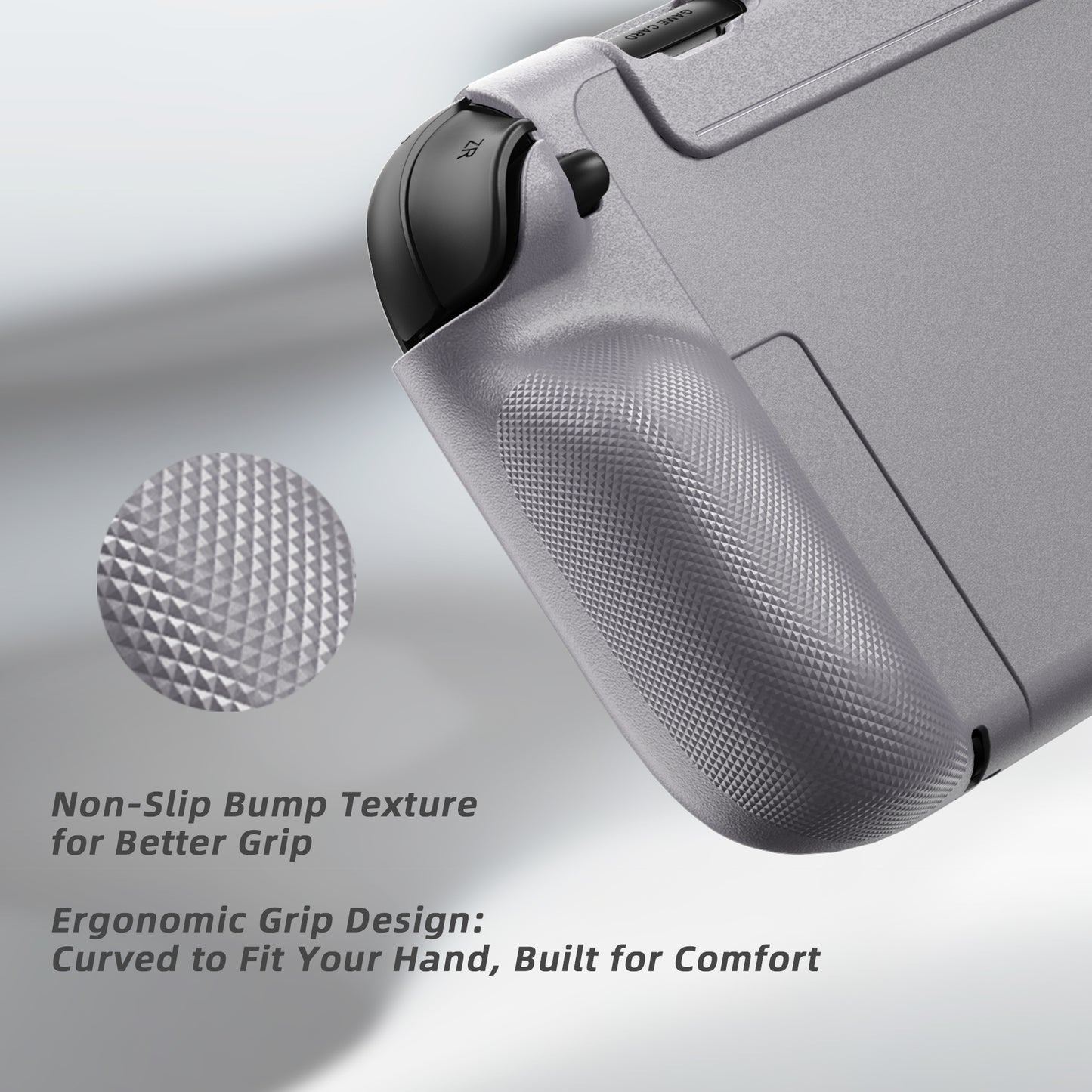 PlayVital PURE Nintendo Switch 2（2025）対応 TPU保護ケース ドック対応 耐衝撃 人間工学設計 グリップ付き 滑り止め 親指グリップキャップ付き【グレー】