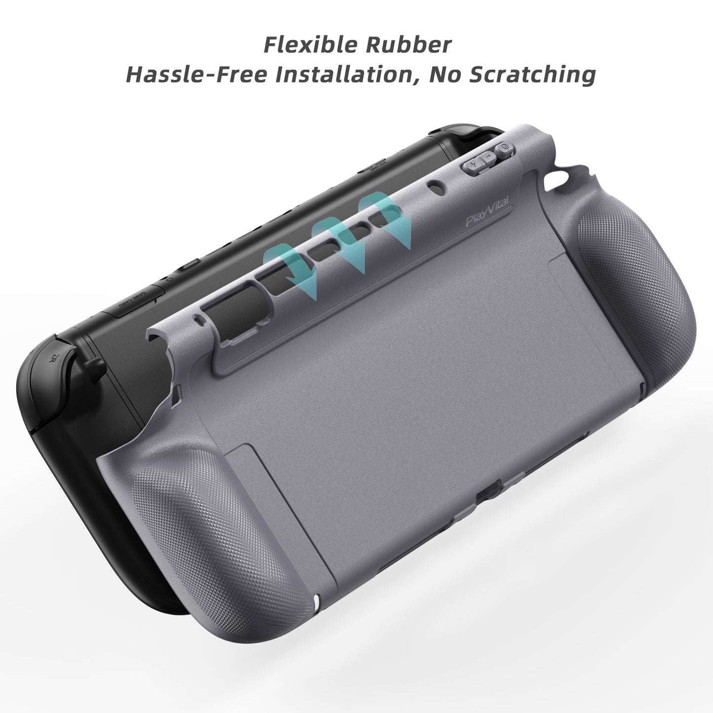 PlayVital PURE Nintendo Switch 2（2025）対応 TPU保護ケース ドック対応 耐衝撃 人間工学設計 グリップ付き 滑り止め 親指グリップキャップ付き【グレー】