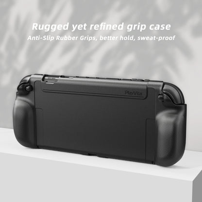PlayVital PURE グリップケース for Nintendo Switch 2、耐衝撃TPU保護カバー 人間工学に基づいた滑り止めグリップデザイン＆サムスティックキャップ【ブラック】