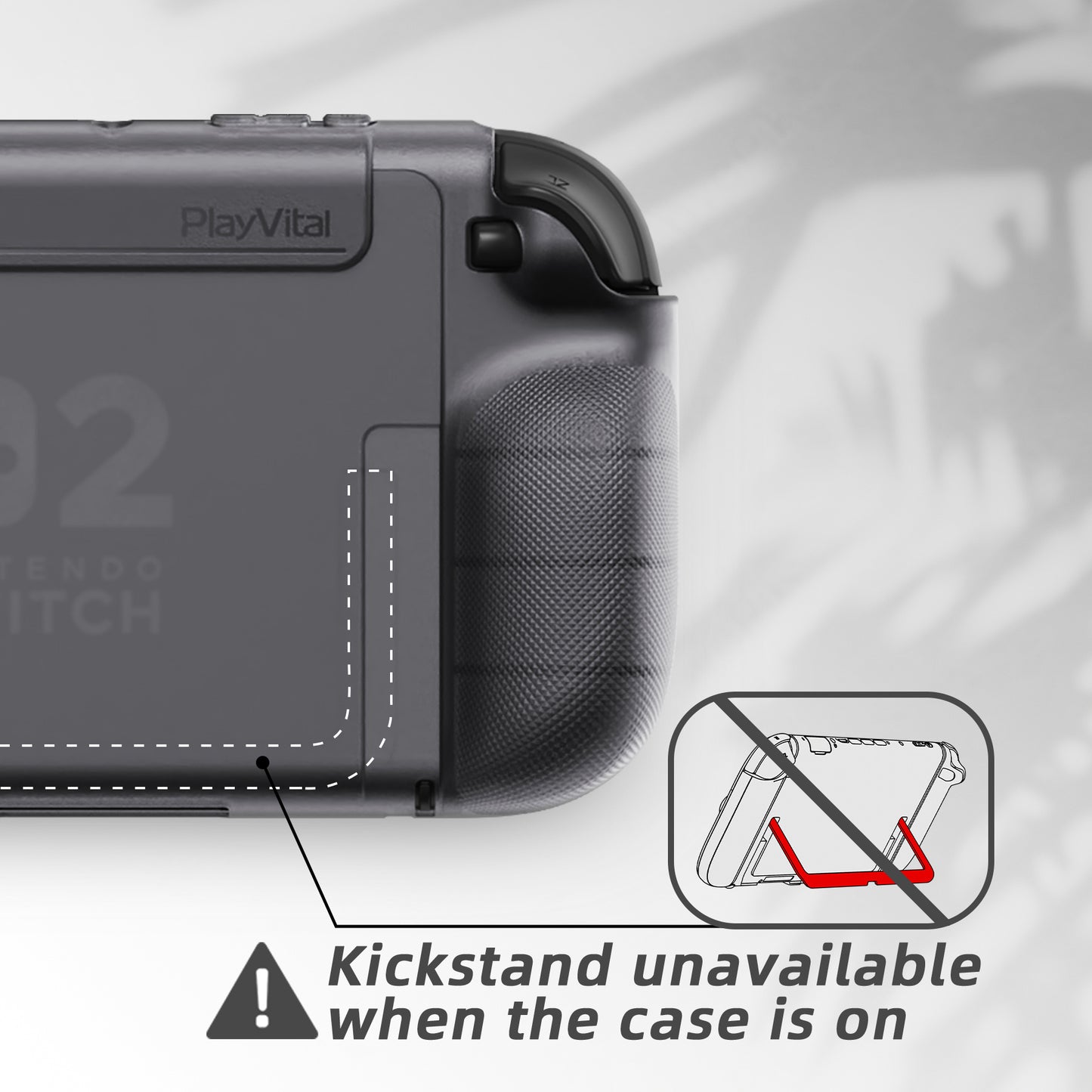 PlayVital PURE グリップケース for Nintendo Switch 2、耐衝撃TPU保護カバー 人間工学に基づいた滑り止めグリップデザイン＆サムスティックキャップ【クリアブラック】