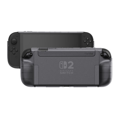 PlayVital PURE グリップケース for Nintendo Switch 2、耐衝撃TPU保護カバー 人間工学に基づいた滑り止めグリップデザイン＆サムスティックキャップ【クリアブラック】
