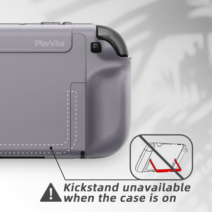 PlayVital PURE グリップケース for Nintendo Switch 2、耐衝撃TPU保護カバー 人間工学に基づいた滑り止めグリップデザイン＆サムスティックキャップ【グレー】