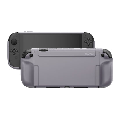 PlayVital PURE グリップケース for Nintendo Switch 2、耐衝撃TPU保護カバー 人間工学に基づいた滑り止めグリップデザイン＆サムスティックキャップ【グレー】
