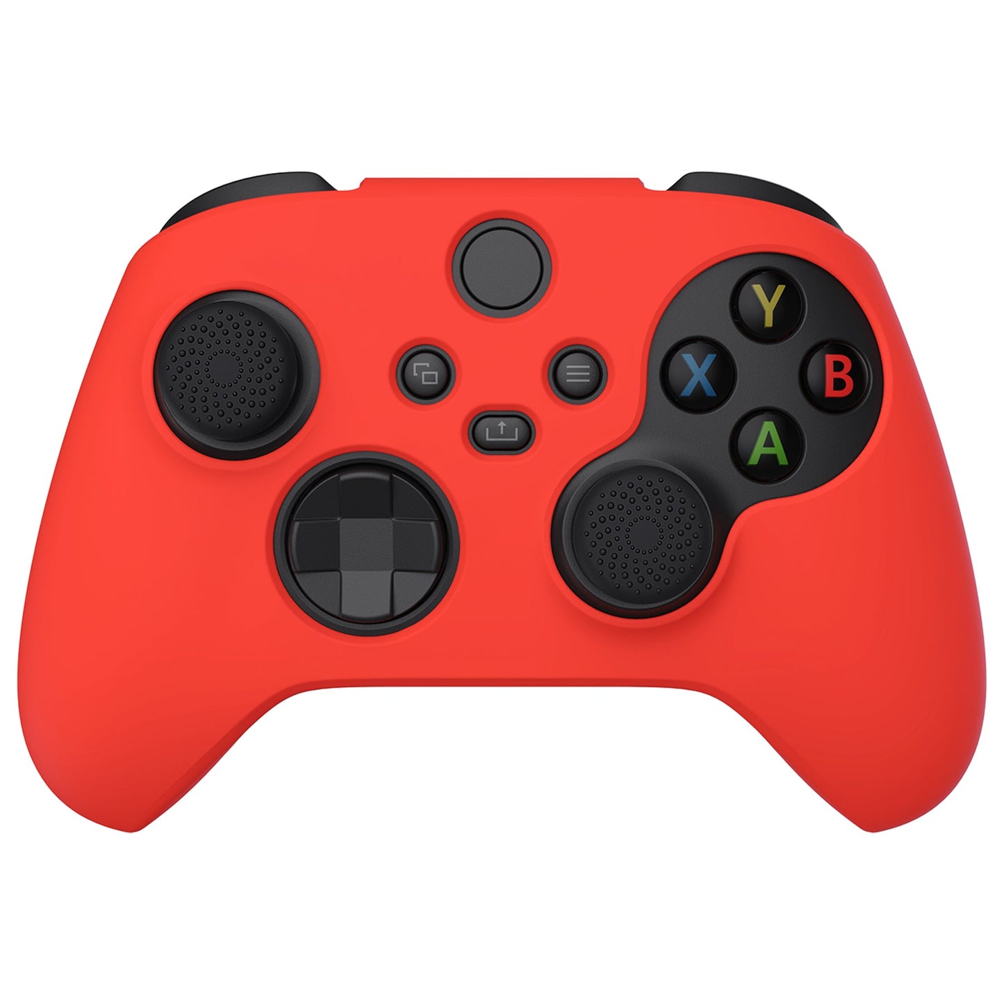 PlayVital Passion Red Pure Series Anti-Slip Silicone Cover Skin for Xbox Series X Controller, Soft Rubber Case Protector for Xbox Series S Controller with Black Thumb Grip Caps - BLX3012 PlayVital