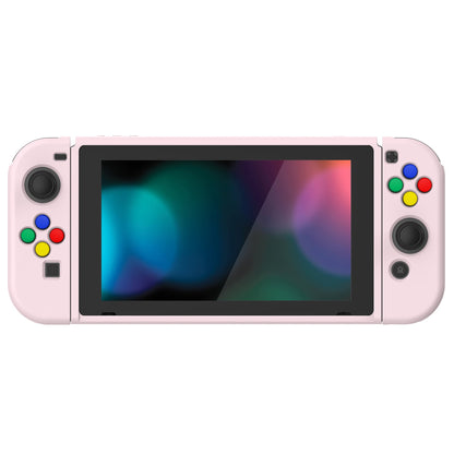 PlayVital Pink Protective Case for NS Switch, Soft TPU Slim Case Cover for NS Switch Joy-Con Console with Colorful ABXY Direction Button Caps - NTU6001G2 PlayVital