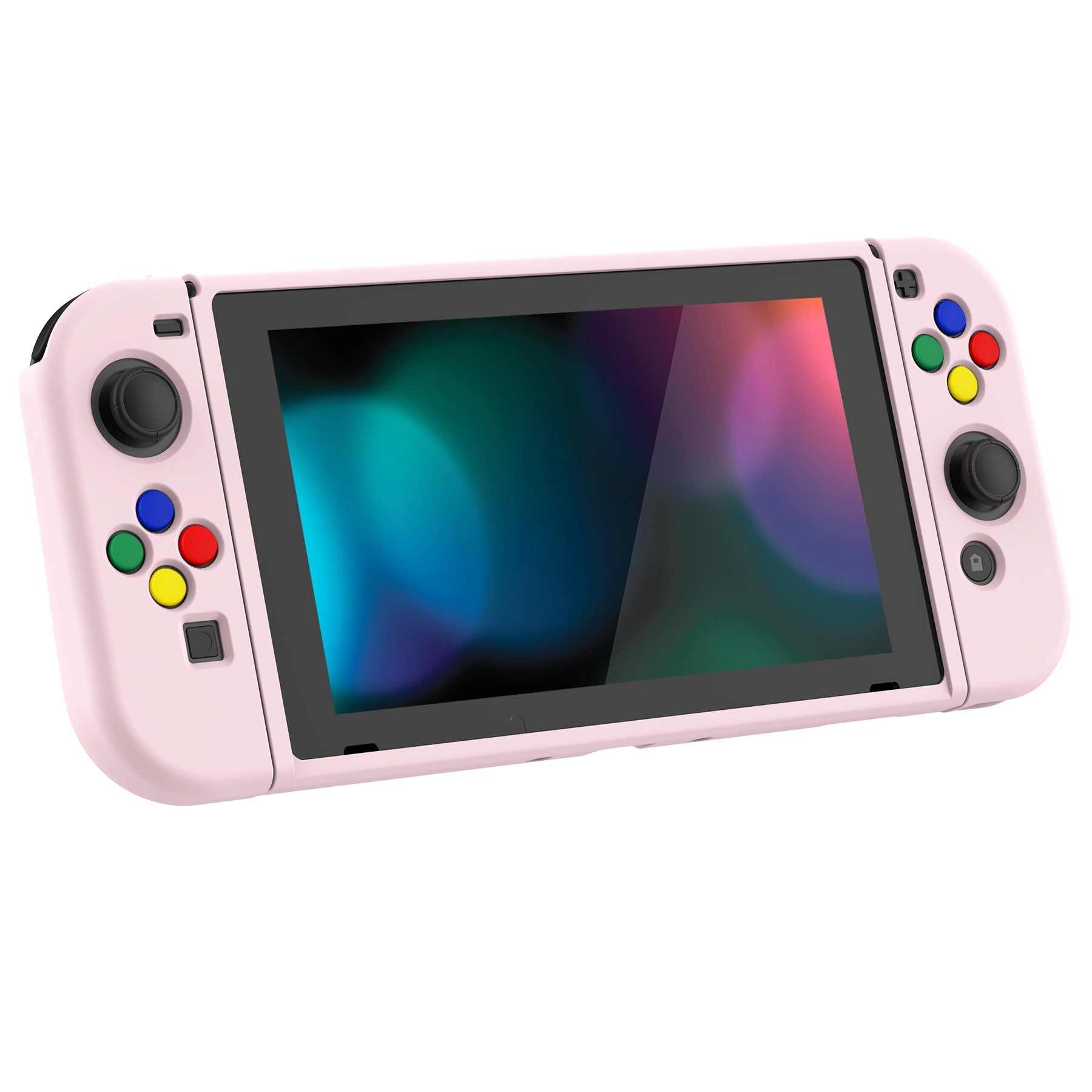 PlayVital Pink Protective Case for NS Switch, Soft TPU Slim Case Cover for NS Switch Joy-Con Console with Colorful ABXY Direction Button Caps - NTU6001G2 PlayVital