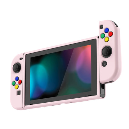 PlayVital Pink Protective Case for NS Switch, Soft TPU Slim Case Cover for NS Switch Joy-Con Console with Colorful ABXY Direction Button Caps - NTU6001G2 PlayVital