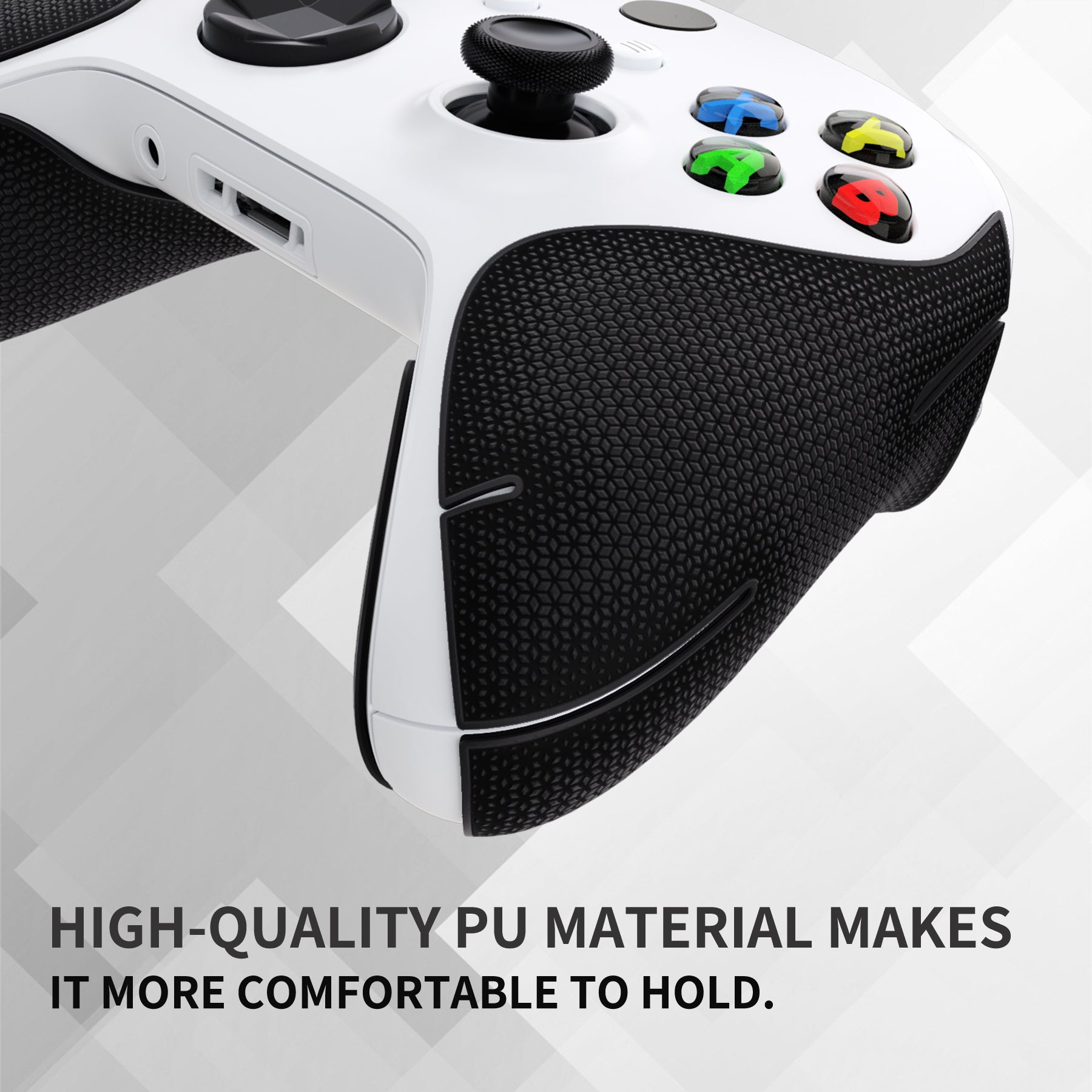 PlayVital Premium Grips for Xbox Series X/S Controller, Split Design Soft Hexagonal Diamond Textures Sweat-Absorbent Handle Grips Protector for Xbox Core Wireless Controller - Black - FMYX3M001 PlayVital