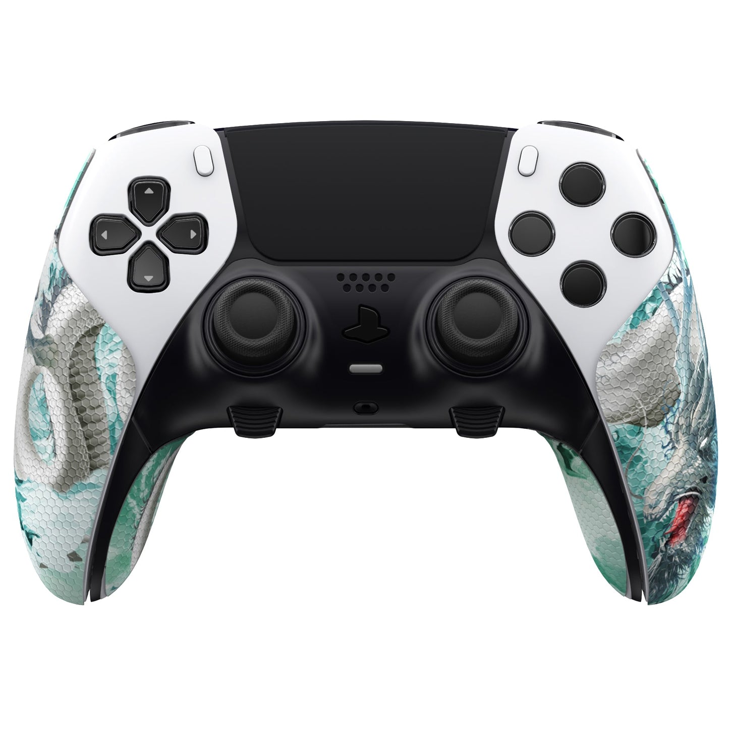 PlayVital Professional Textured Anti-Skid Sweat-Absorbent Controller Grip for PS5 Edge Wireless Controller - Jade Dragon-Cloud Dominator - PFPJ154 PlayVital