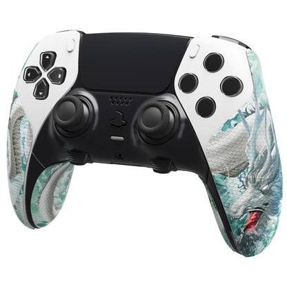 PlayVital Professional Textured Anti-Skid Sweat-Absorbent Controller Grip for PS5 Edge Wireless Controller - Jade Dragon-Cloud Dominator - PFPJ154 PlayVital