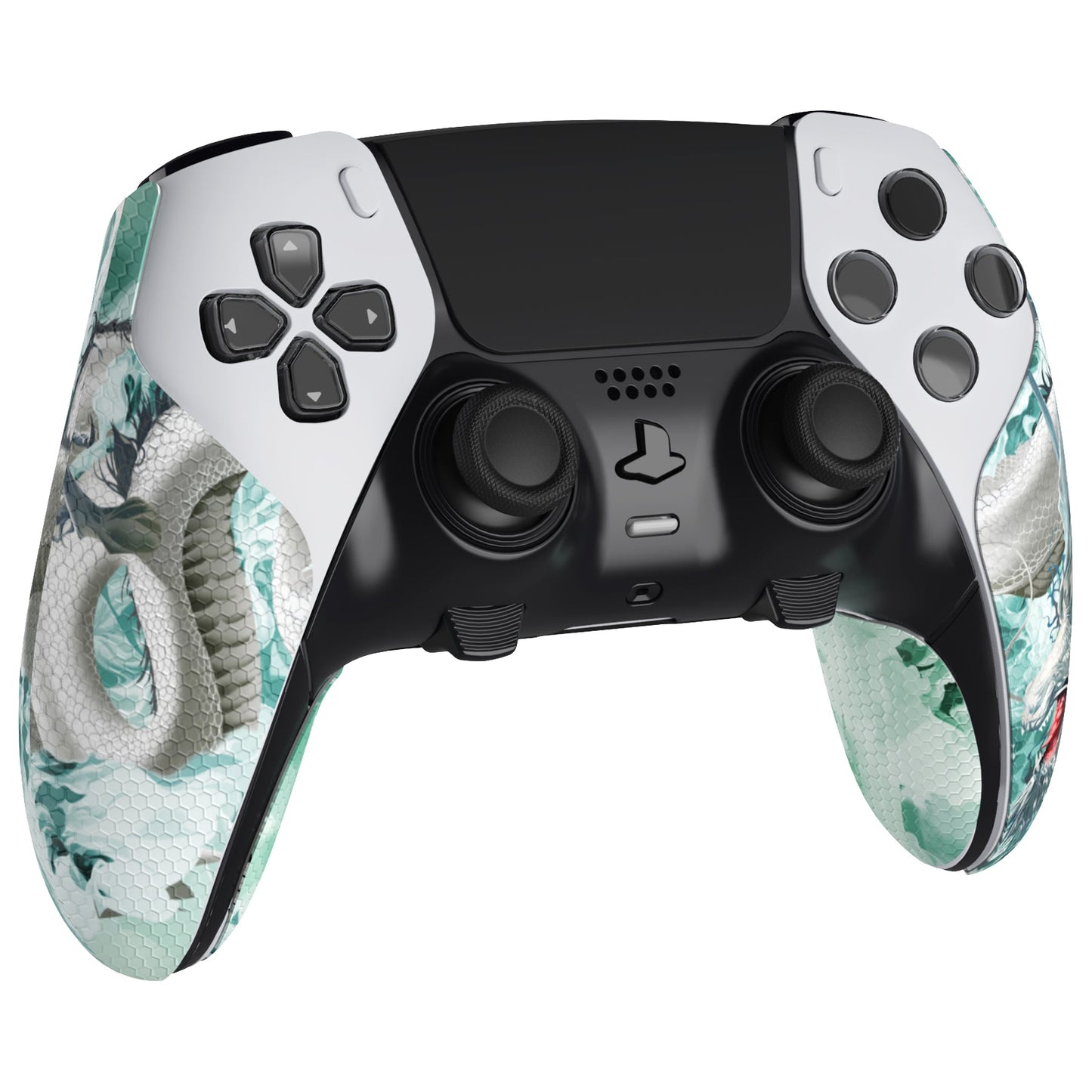 PlayVital Professional Textured Anti-Skid Sweat-Absorbent Controller Grip for PS5 Edge Wireless Controller - Jade Dragon-Cloud Dominator - PFPJ154 PlayVital