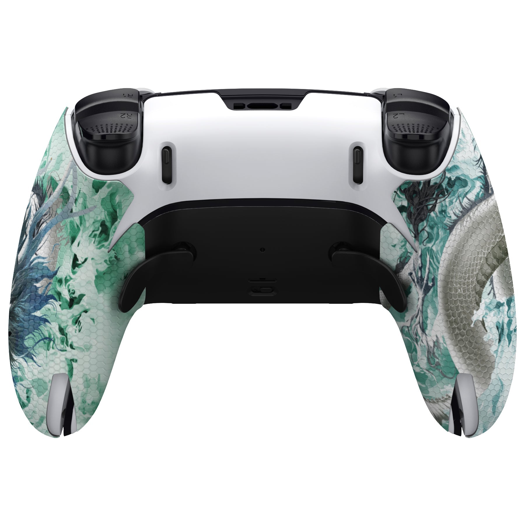 PlayVital Professional Textured Anti-Skid Sweat-Absorbent Controller Grip for PS5 Edge Wireless Controller - Jade Dragon-Cloud Dominator - PFPJ154 PlayVital