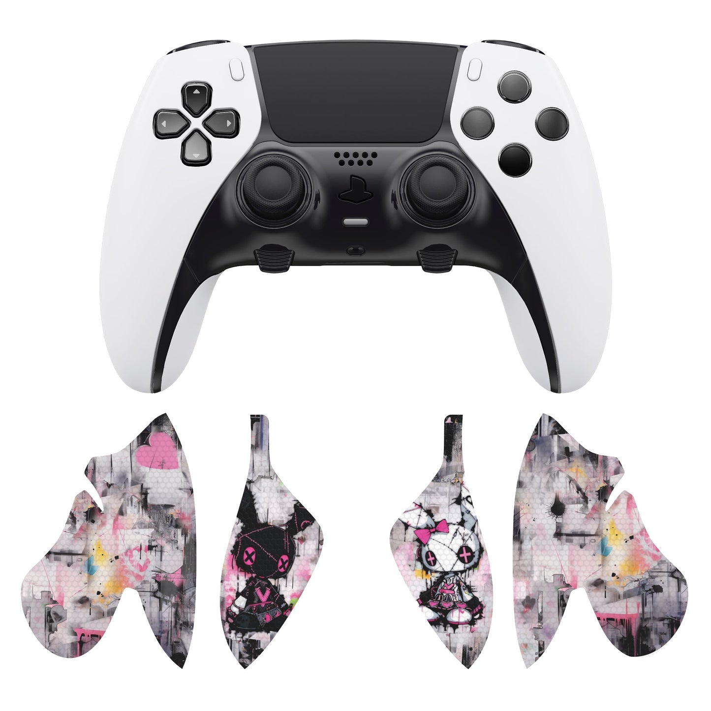 PlayVital Professional Textured Anti-Skid Sweat-Absorbent Controller Grip for PS5 Edge Wireless Controller - Lovely Punky Bunny - PFPJ155 PlayVital