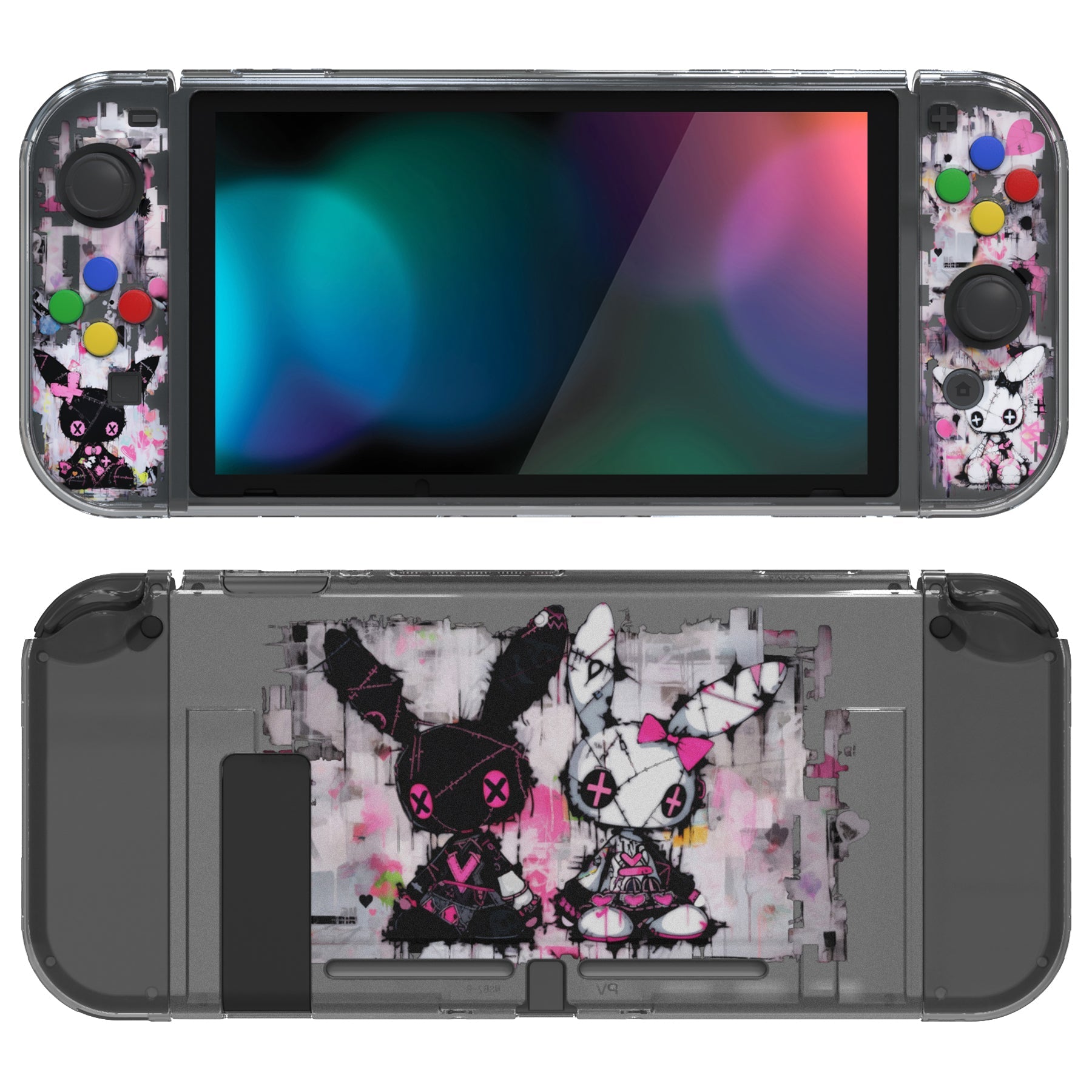 PlayVital Soft TPU Slim Protective Case with Colorful ABXY Direction Button Caps for NS Switch - Blossom POP Bunny - NTU6044G2 (Copy) PlayVital