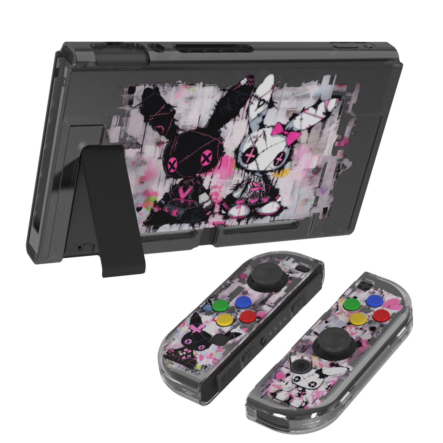 PlayVital Soft TPU Slim Protective Case with Colorful ABXY Direction Button Caps for NS Switch - Blossom POP Bunny - NTU6044G2 (Copy) PlayVital