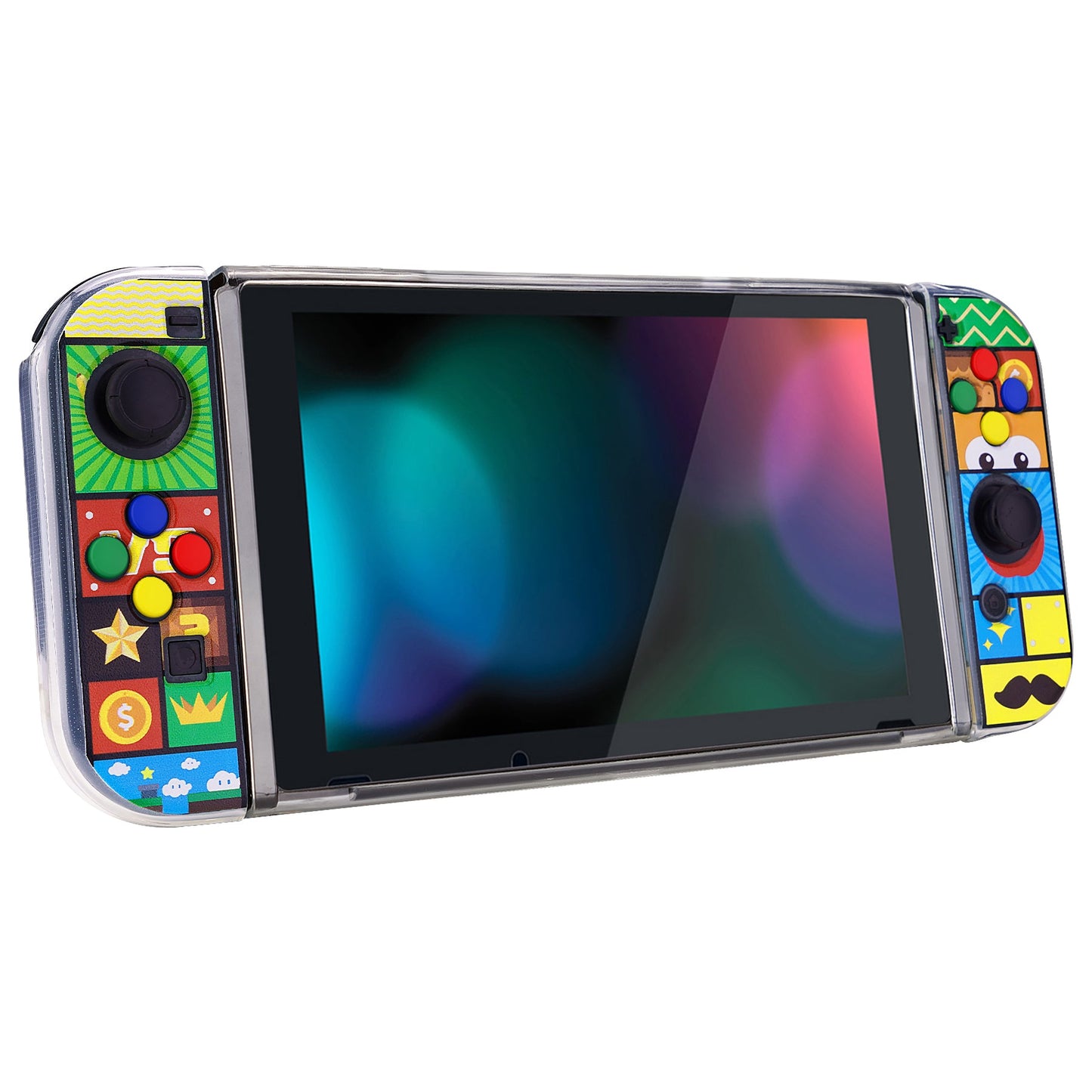 PlayVital Protective Case for NS Switch, Soft TPU Slim Case Cover for NS Switch Console with Colorful ABXY Direction Button Caps -Puzzle Adven- NTU6043G2 PlayVital