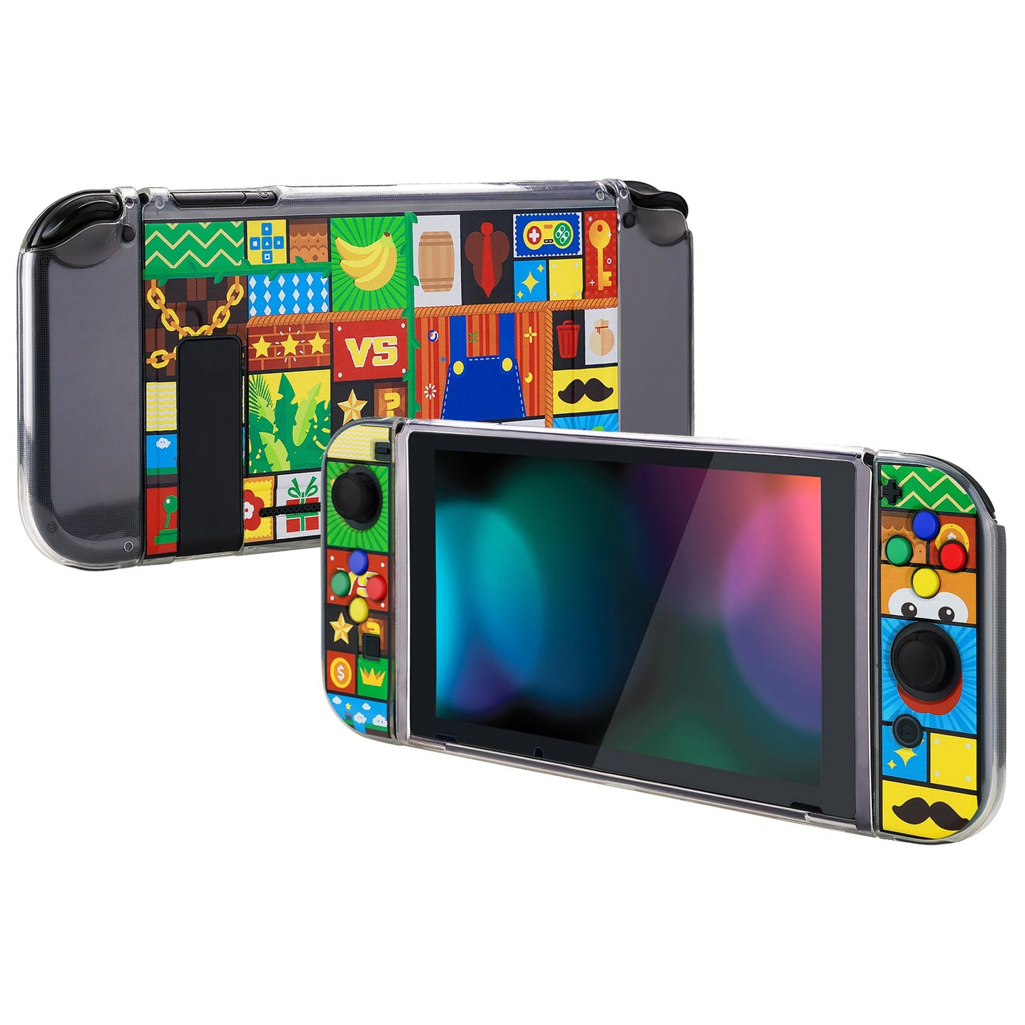 PlayVital Protective Case for NS Switch, Soft TPU Slim Case Cover for NS Switch Console with Colorful ABXY Direction Button Caps -Puzzle Adven- NTU6043G2 PlayVital