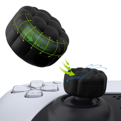 PlayVital パフクラウドテクスチャデザイン サムクッション グリップキャップ PS5 & PS4 & Switch Pro & Xbox Series X/S & Xbox Elite Series 2 & Xbox One & Xbox Core ワイヤレスコントローラー対応【ブラック】