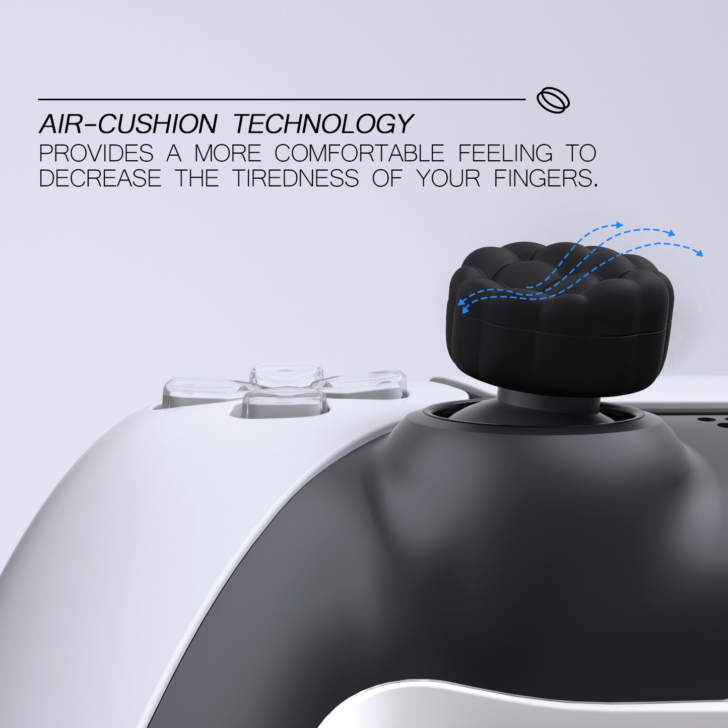 PlayVital パフクラウドテクスチャデザイン サムクッション グリップキャップ PS5 & PS4 & Switch Pro & Xbox Series X/S & Xbox Elite Series 2 & Xbox One & Xbox Core ワイヤレスコントローラー対応【ブラック】