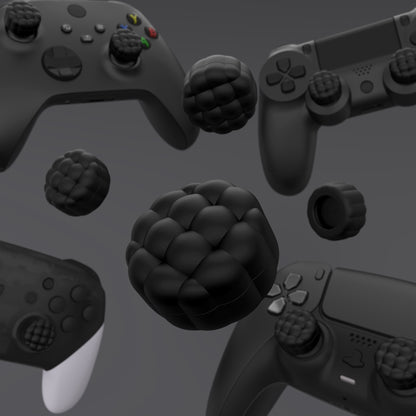 PlayVital パフクラウドテクスチャデザイン サムクッション グリップキャップ PS5 & PS4 & Switch Pro & Xbox Series X/S & Xbox Elite Series 2 & Xbox One & Xbox Core ワイヤレスコントローラー対応【ブラック】