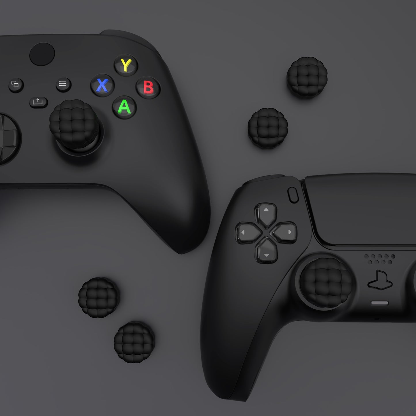 PlayVital パフクラウドテクスチャデザイン サムクッション グリップキャップ PS5 & PS4 & Switch Pro & Xbox Series X/S & Xbox Elite Series 2 & Xbox One & Xbox Core ワイヤレスコントローラー対応【ブラック】