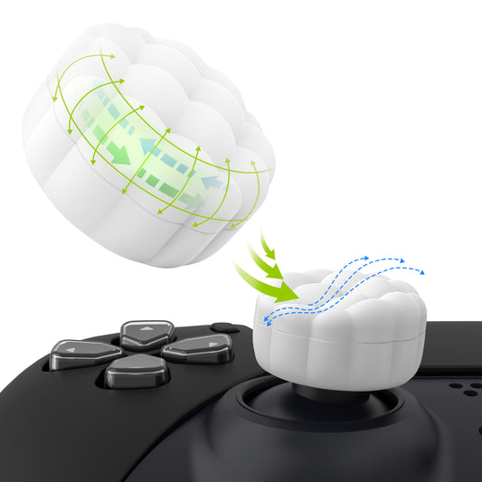 PlayVital パフクラウドテクスチャデザイン サムクッション グリップキャップ PS5 & PS4 & Switch Pro & Xbox Series X/S & Xbox Elite Series 2 & Xbox One & Xbox Core ワイヤレスコントローラー対応【ホワイト】