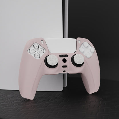 PlayVital Pure Series Anti-Slip Silicone Cover Skin with Thumb Grip Caps for PS5 Wireless Controller - Cherry Blossoms Pink - KOPF019 PlayVital