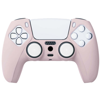 PlayVital Pure Series Anti-Slip Silicone Cover Skin with Thumb Grip Caps for PS5 Wireless Controller - Cherry Blossoms Pink - KOPF019 PlayVital