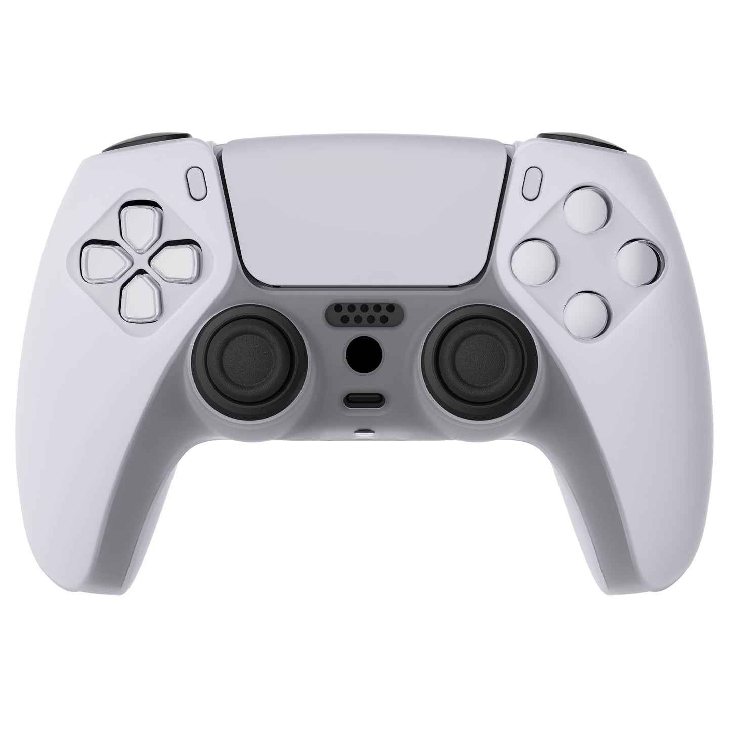 PlayVital Pure Series Anti-Slip Silicone Cover Skin with Thumb Grip Caps for PS5 Wireless Controller - Clear White - KOPF016 PlayVital