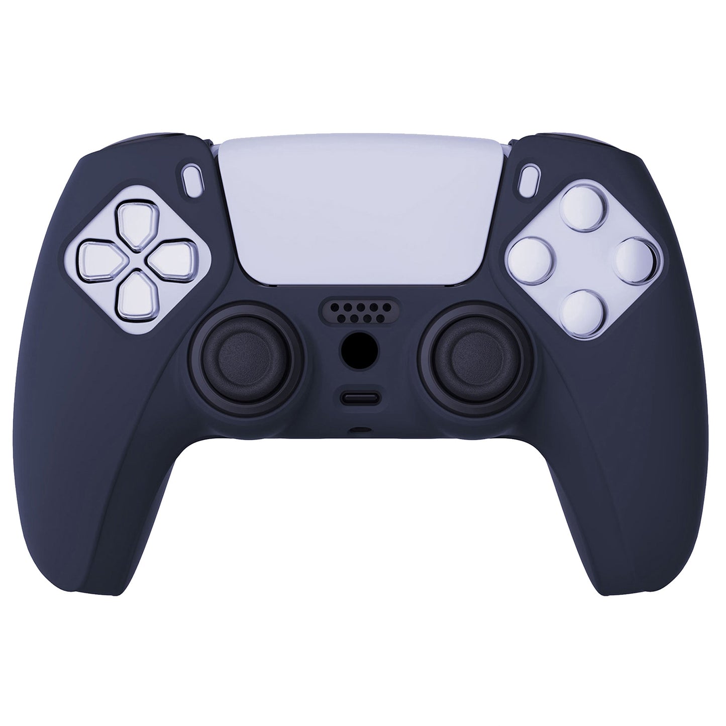 PlayVital Pure Series Anti-Slip Silicone Cover Skin with Thumb Grip Caps for PS5 Wireless Controller - Midnight Blue - KOPF003 PlayVital