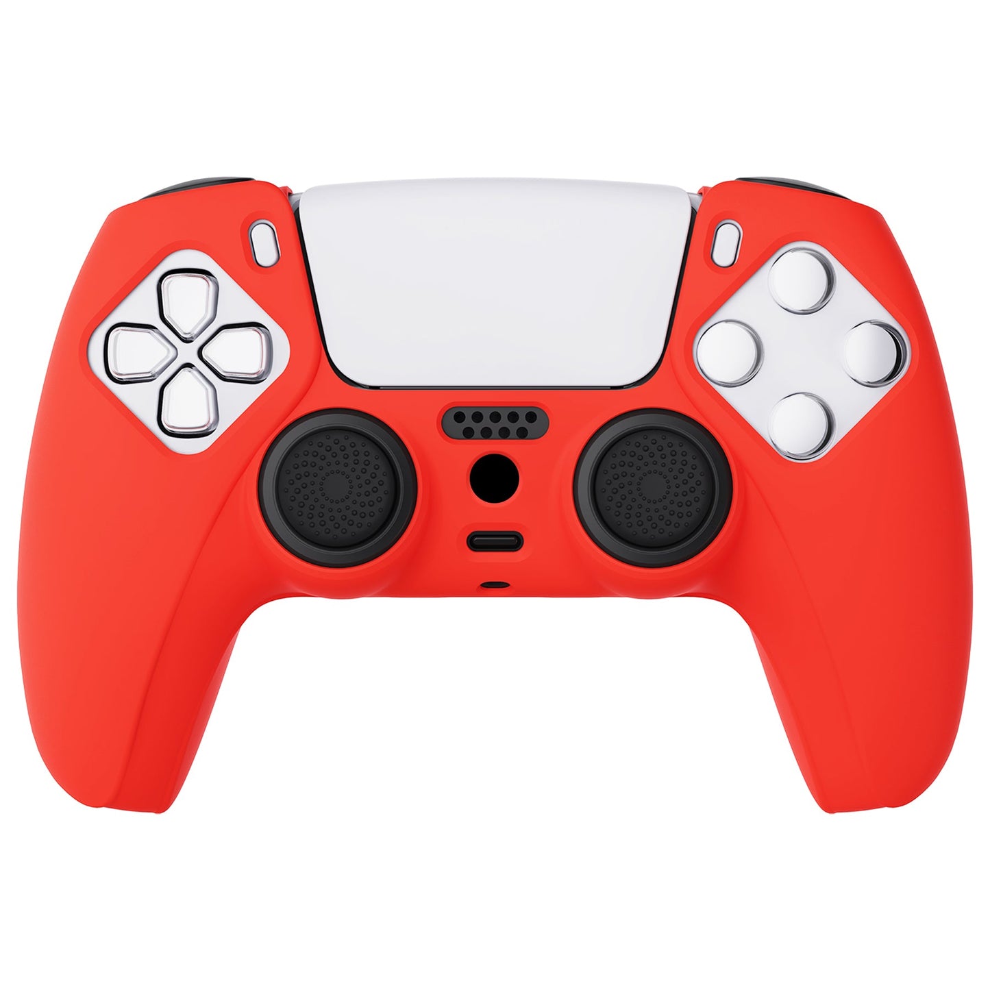 PlayVital Pure Series Anti-Slip Silicone Cover Skin with Thumb Grip Caps for PS5 Wireless Controller - Passion Red - KOPF017 PlayVital