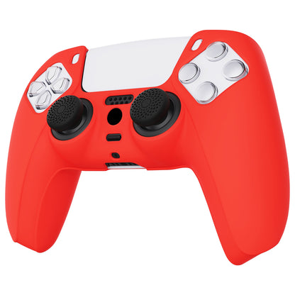 PlayVital Pure Series Anti-Slip Silicone Cover Skin with Thumb Grip Caps for PS5 Wireless Controller - Passion Red - KOPF017 PlayVital