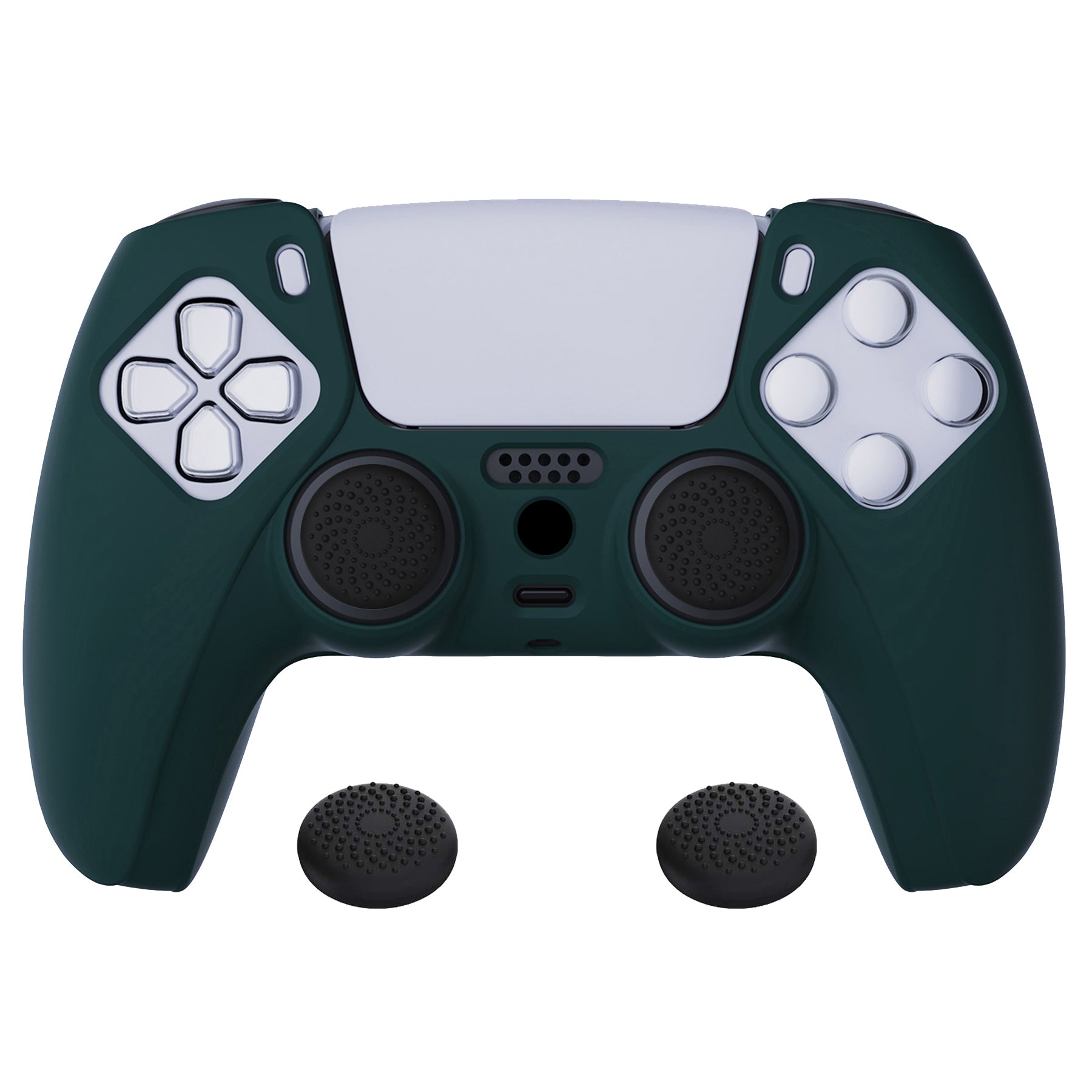 PlayVital Pure Series Anti-Slip Silicone Cover Skin with Thumb Grip Caps for PS5 Wireless Controller - Racing Green - KOPF004 PlayVital