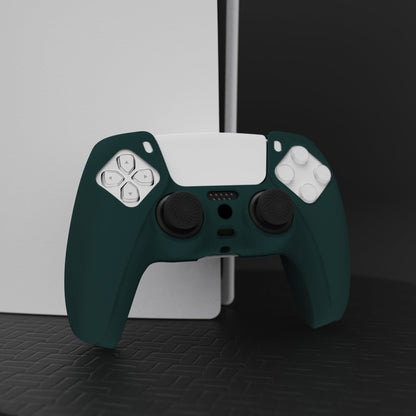 PlayVital Pure Series Anti-Slip Silicone Cover Skin with Thumb Grip Caps for PS5 Wireless Controller - Racing Green - KOPF004 PlayVital