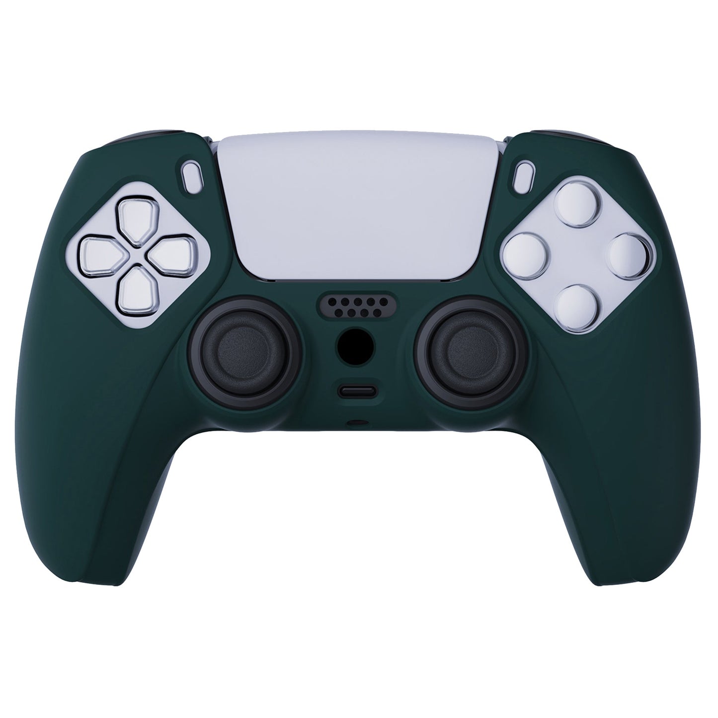 PlayVital Pure Series Anti-Slip Silicone Cover Skin with Thumb Grip Caps for PS5 Wireless Controller - Racing Green - KOPF004 PlayVital