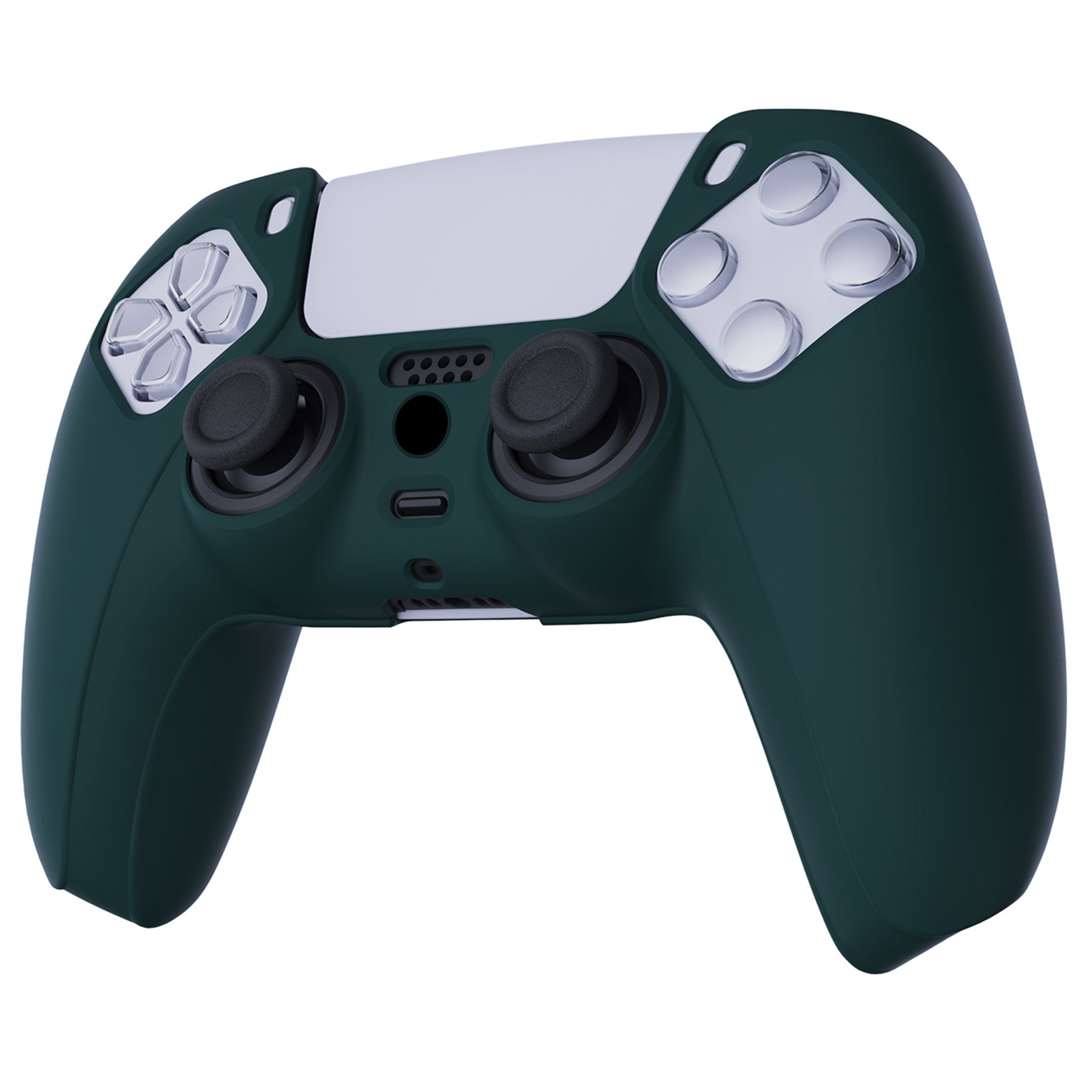 PlayVital Pure Series Anti-Slip Silicone Cover Skin with Thumb Grip Caps for PS5 Wireless Controller - Racing Green - KOPF004 PlayVital