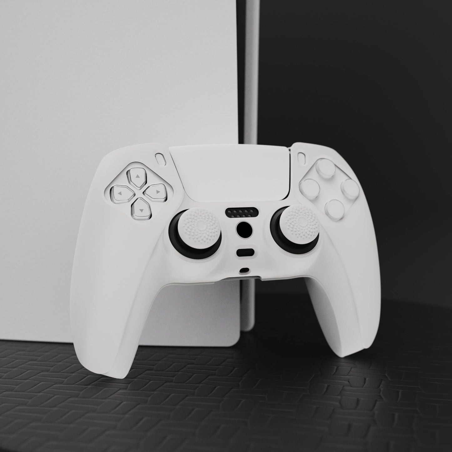 PlayVital Pure Series Anti-Slip Silicone Cover Skin with Thumb Grip Caps for PS5 Wireless Controller - White - KOPF002 PlayVital