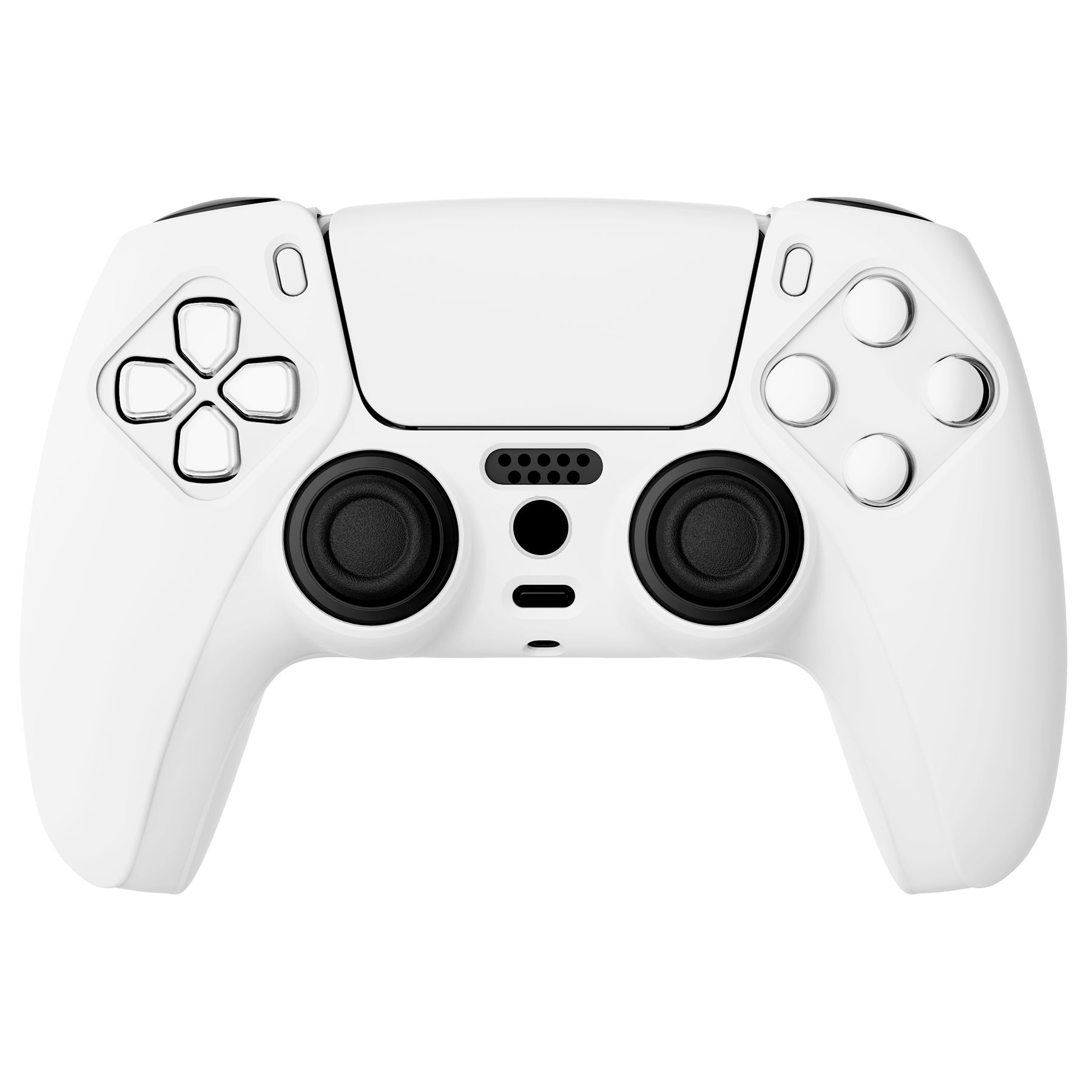 PlayVital Pure Series Anti-Slip Silicone Cover Skin with Thumb Grip Caps for PS5 Wireless Controller - White - KOPF002 PlayVital