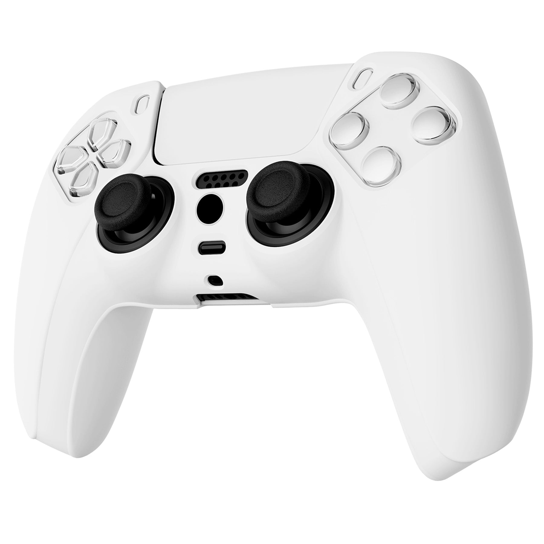 PlayVital Pure Series Anti-Slip Silicone Cover Skin with Thumb Grip Caps for PS5 Wireless Controller - White - KOPF002 PlayVital