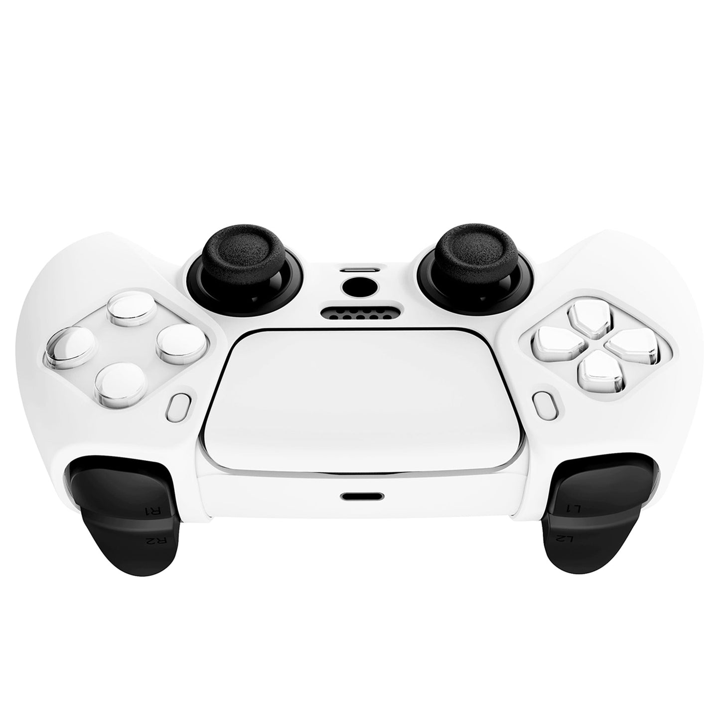 PlayVital Pure Series Anti-Slip Silicone Cover Skin with Thumb Grip Caps for PS5 Wireless Controller - White - KOPF002 PlayVital