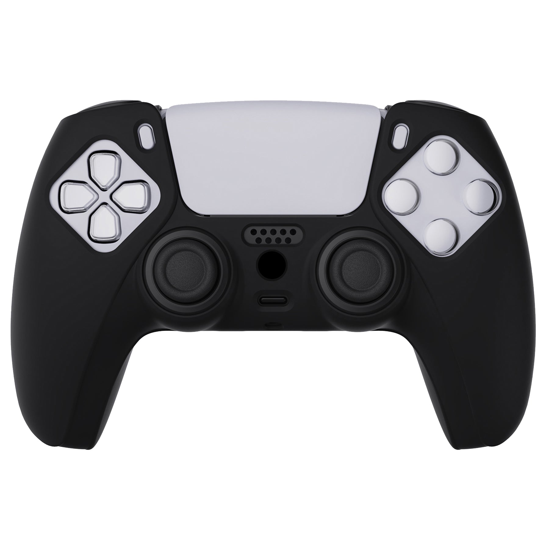 PlayVital Pure Series Anti-Slip Silicone Cover Skin with Thumb Grip Caps for PS5 Wireless Controller - Black - KOPF001 PlayVital