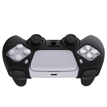 PlayVital Pure Series Anti-Slip Silicone Cover Skin with Thumb Grip Caps for PS5 Wireless Controller - Black - KOPF001 PlayVital