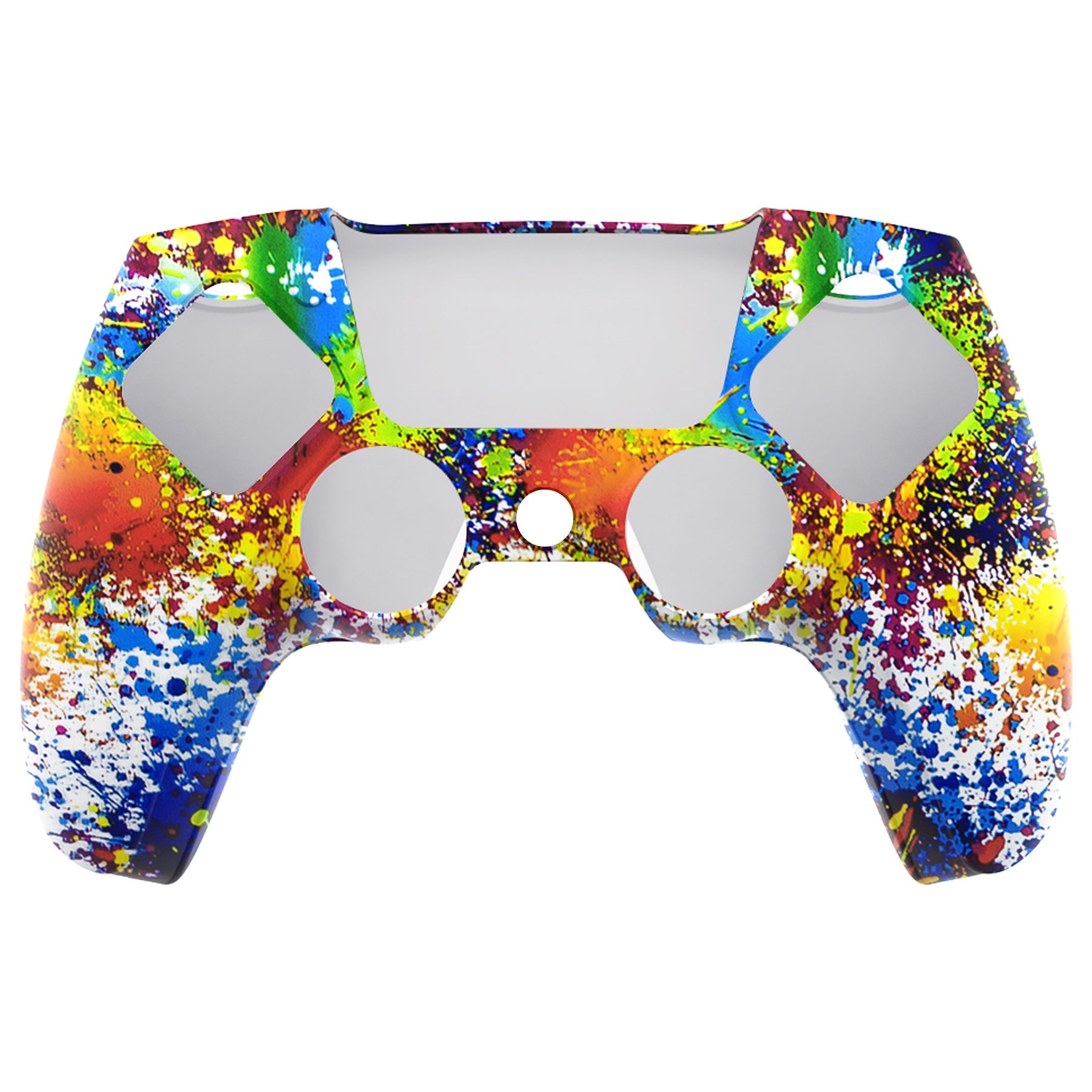 PlayVital Pure Series Dockable Model Anti-Slip Silicone Cover Skin with Thumb Grip Caps for PS5 Wireless Controller - Compatible with Charging Station - Colorful Splash - EKPFS002 PlayVital