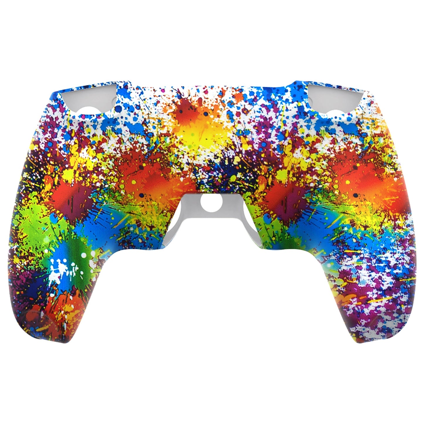 PlayVital Pure Series Dockable Model Anti-Slip Silicone Cover Skin with Thumb Grip Caps for PS5 Wireless Controller - Compatible with Charging Station - Colorful Splash - EKPFS002 PlayVital