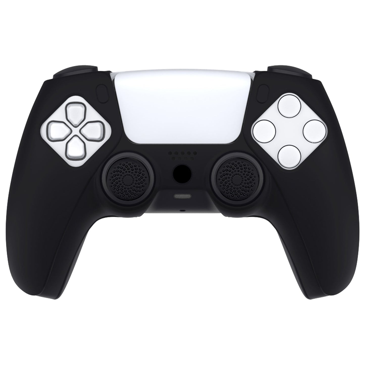 PlayVital Pure Series Dockable Model Anti-Slip Silicone Cover Skin with Thumb Grip Caps for PS5 Wireless Controller - Compatible with Charging Station - Black - EKPFP001 PlayVital