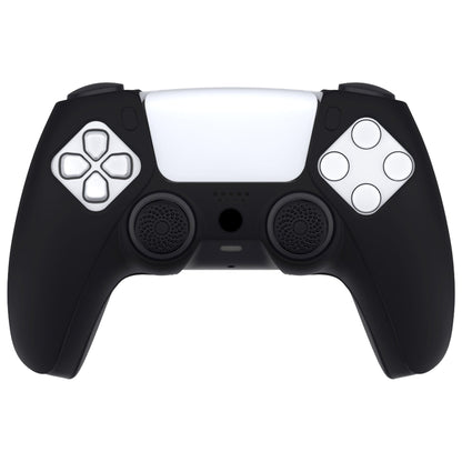 PlayVital Pure Series Dockable Model Anti-Slip Silicone Cover Skin with Thumb Grip Caps for PS5 Wireless Controller - Compatible with Charging Station - Black - EKPFP001 PlayVital