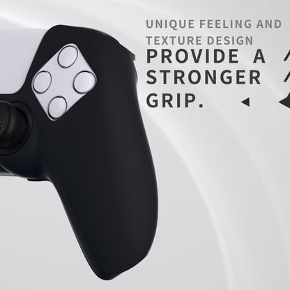 PlayVital Pure Series Dockable Model Anti-Slip Silicone Cover Skin with Thumb Grip Caps for PS5 Wireless Controller - Compatible with Charging Station - Black - EKPFP001 PlayVital