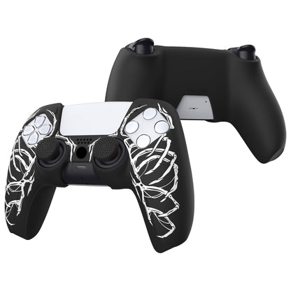 PlayVital Pure Series Dockable Model Anti-Slip Silicone Cover Skin with Thumb Grip Caps for PS5 Wireless Controller - Compatible with Charging Station - Carving Skull - EKPFL006 PlayVital