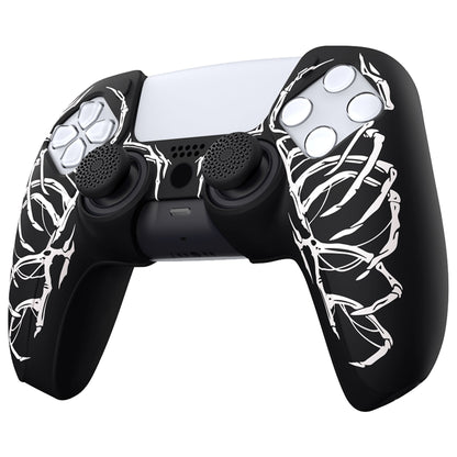 PlayVital Pure Series Dockable Model Anti-Slip Silicone Cover Skin with Thumb Grip Caps for PS5 Wireless Controller - Compatible with Charging Station - Carving Skull - EKPFL006 PlayVital